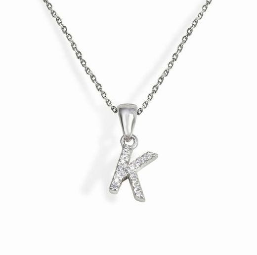 Iniciales de plata rodiada con circonitas engastadas