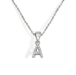 Iniciales de plata rodiada con circonitas engastadas