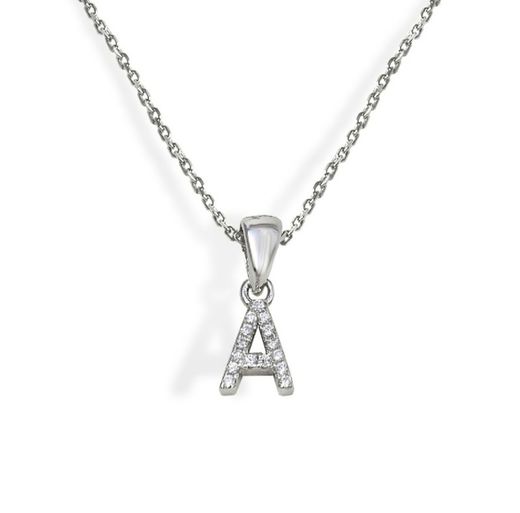 Iniciales de plata rodiada con circonitas engastadas