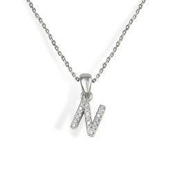 Iniciales de plata rodiada con circonitas engastadas