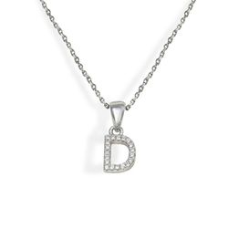 Iniciales de plata rodiada con circonitas engastadas