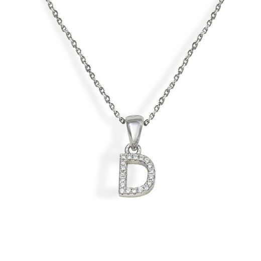 Iniciales de plata rodiada con circonitas engastadas