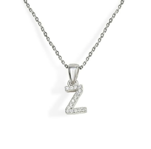 Iniciales de plata rodiada con circonitas engastadas