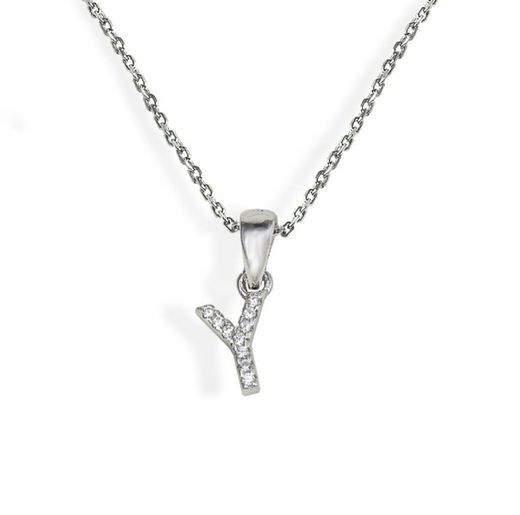 Iniciales de plata rodiada con circonitas engastadas