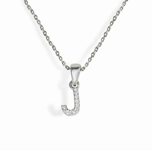 Iniciales de plata rodiada con circonitas engastadas