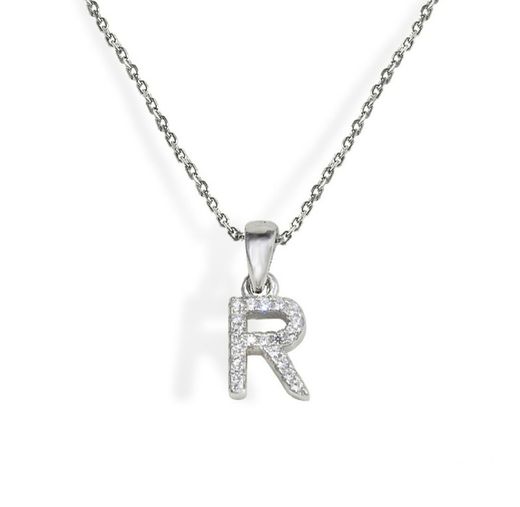 Iniciales de plata rodiada con circonitas engastadas