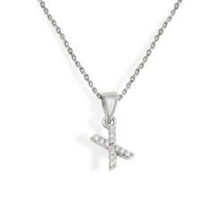 Iniciales de plata rodiada con circonitas engastadas