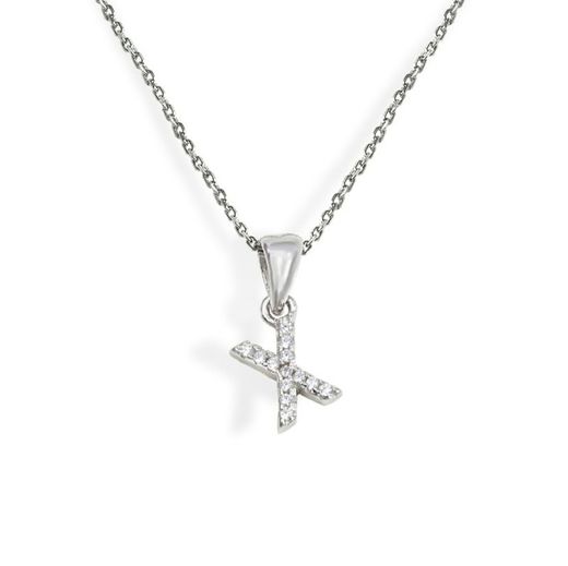 Iniciales de plata rodiada con circonitas engastadas