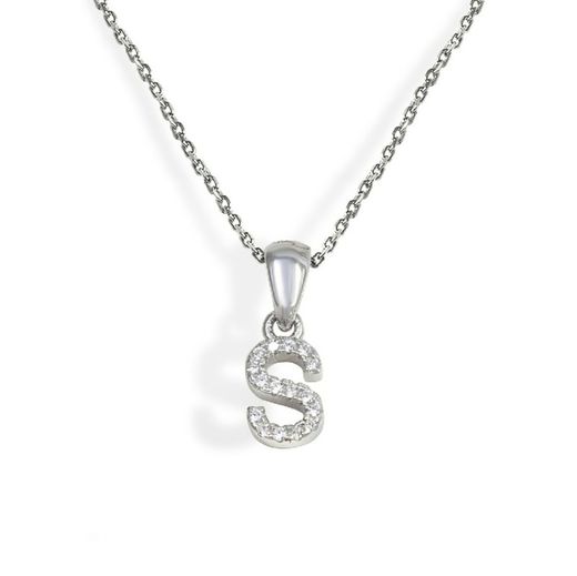 Iniciales de plata rodiada con circonitas engastadas