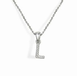 Iniciales de plata rodiada con circonitas engastadas