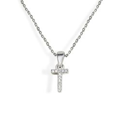 Iniciales de plata rodiada con circonitas engastadas