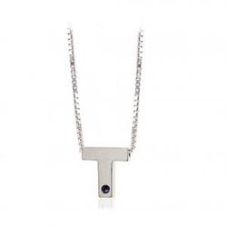 Iniciais em prata ródio cravejadas com safira