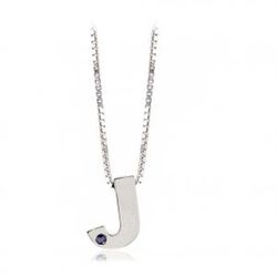 Iniciais em prata ródio cravejadas com safira