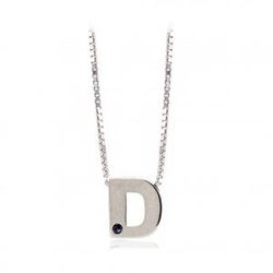 Iniciais em prata ródio cravejadas com safira