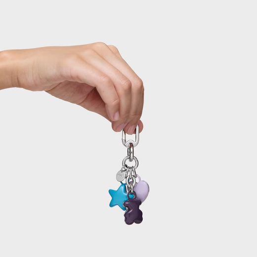 Porte-clés Tous à motifs gonflés violet et argent