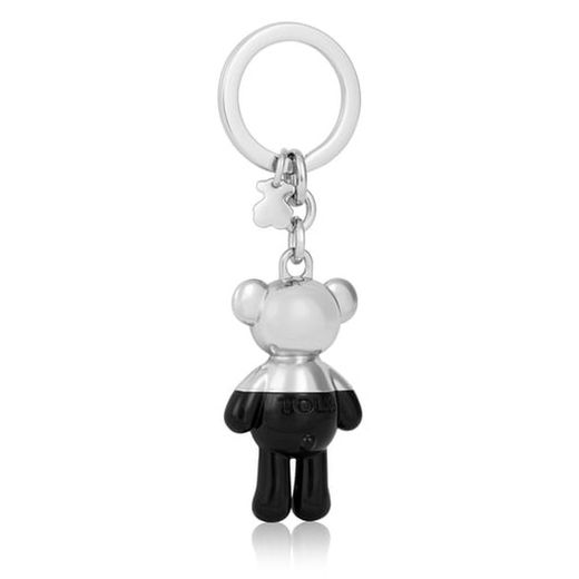 Llavero Tous Teddy Bear combinado plata y negro