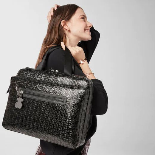 TOUS Aktentasche aus wasserabweisendem Vinyl in Kombination mit Rindsleder