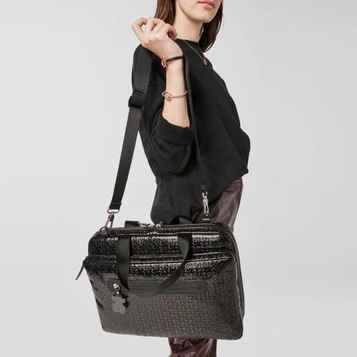 TOUS Aktentasche aus wasserabweisendem Vinyl in Kombination mit Rindsleder