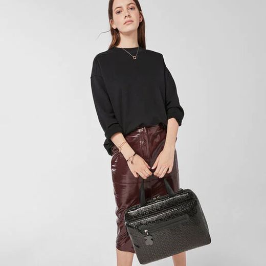 TOUS Aktentasche aus wasserabweisendem Vinyl in Kombination mit Rindsleder