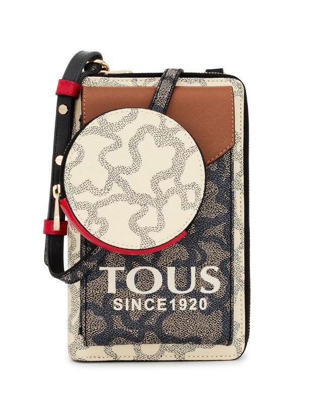 Mini Bolso Funda Móvil y Billetera Tous Kaos Icon Negra y beige