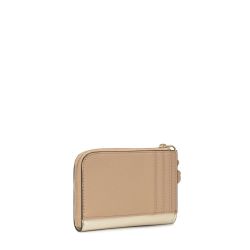 Tous Audree Saffiano Beige und Sand Geldbörse