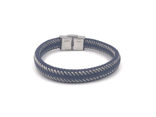 Vatertagspaket mit Edelstahlarmband und blauem Leder