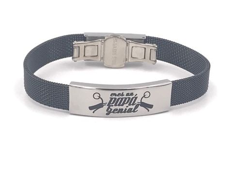 Pack fête des pères avec bracelet acier Ip noir avec message Tu es un super papa