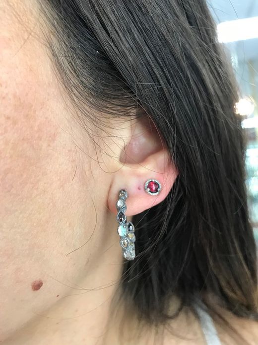 Boucle d'Oreille Minimal Grenat Raive