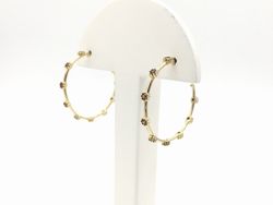 Pendientes aro de plata chapada en oro con circonitas engastadas