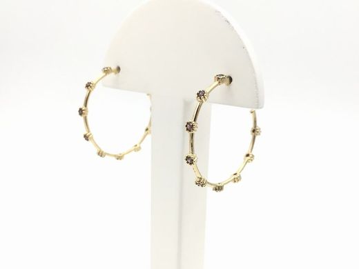 Pendientes aro de plata chapada en oro con circonitas engastadas