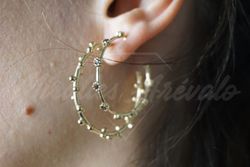 Pendientes aro de plata chapada en oro con circonitas engastadas