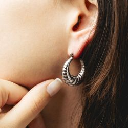 Boucles d'oreilles créoles bouclées Lotus Style LS2345 Urban Silver