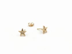 Pendientes de oro 18k de estrella con brillante