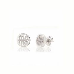 Pendientes de oro blanco 18k con la palabra mama
