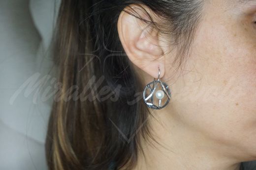 Top Silber lange gealterte Silberohrringe mit Perle