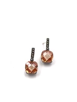 Pendientes Elegant de plata de ley Amber Square