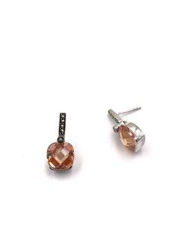 Pendientes Elegant de plata de ley Amber Square