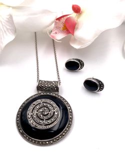 Pendientes Elegant de plata de ley Onyx