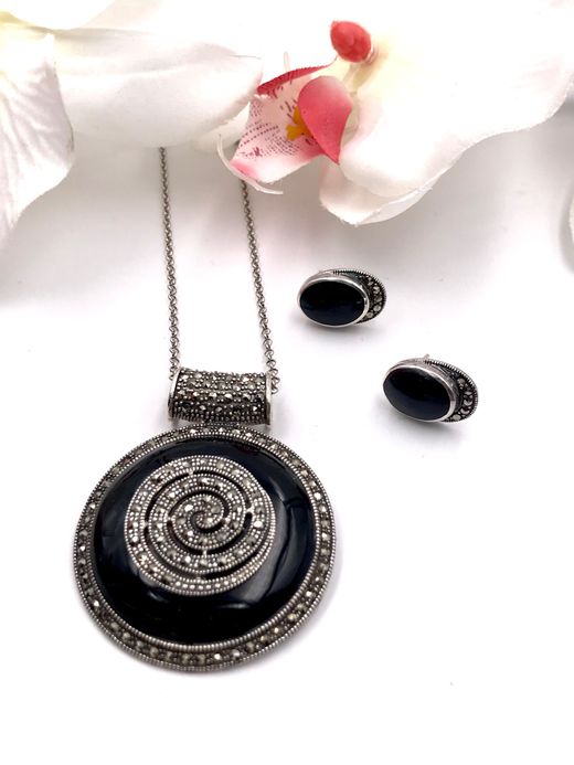 Pendientes Elegant de plata de ley Onyx