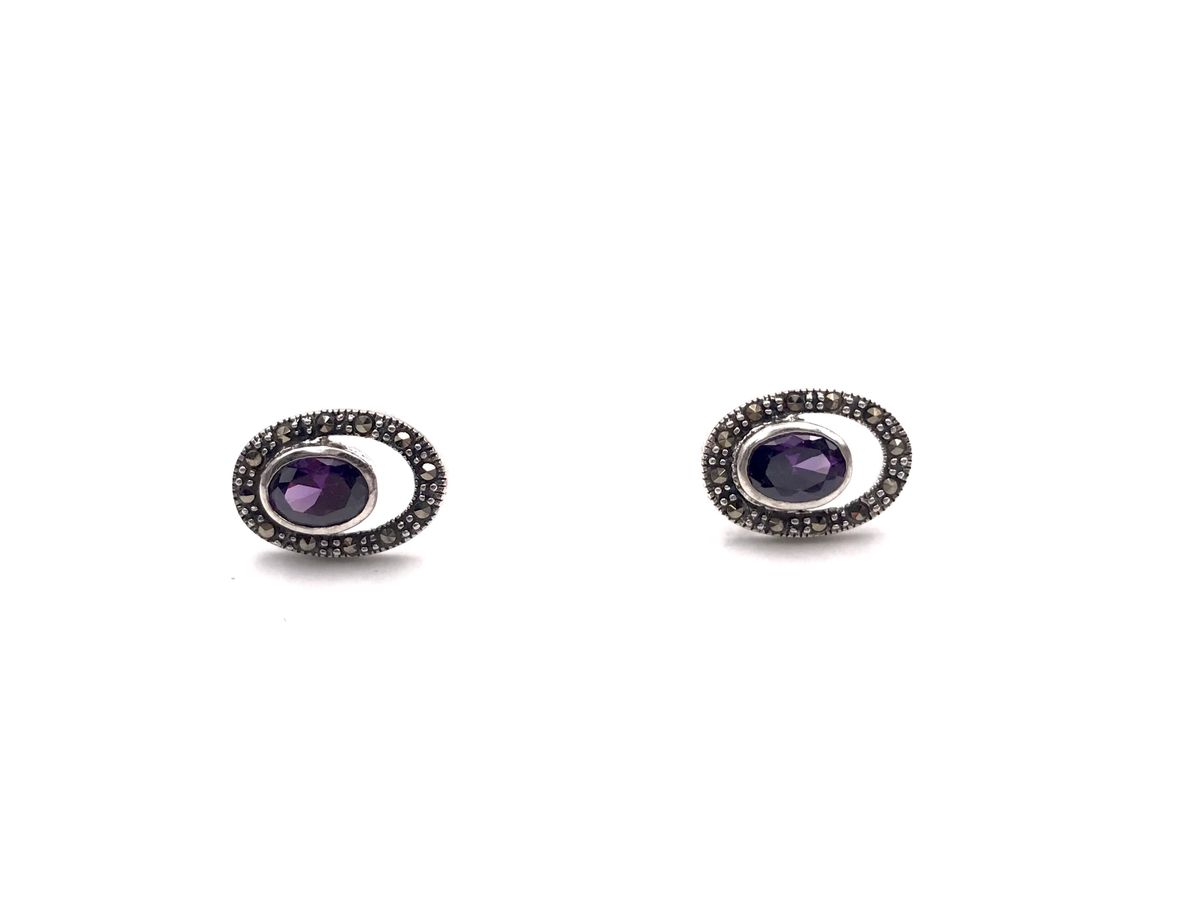 Pendientes Elegant de plata de ley Purple