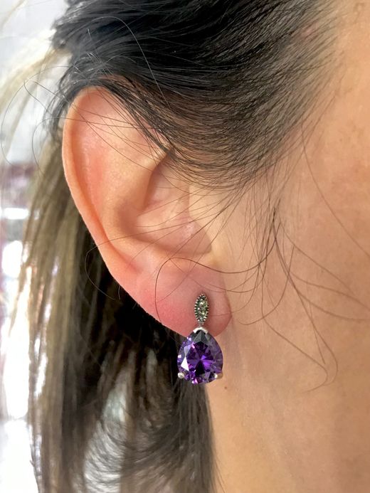 Pendientes Elegant de plata de ley Purple