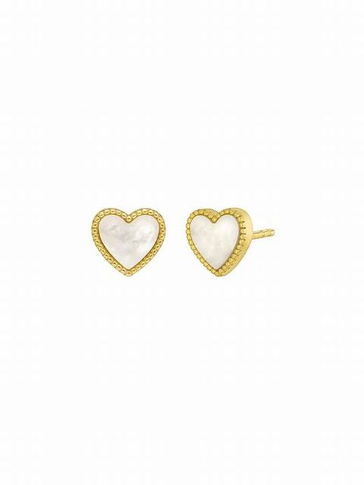 Pendientes en forma de corazon de plata chapado en oro