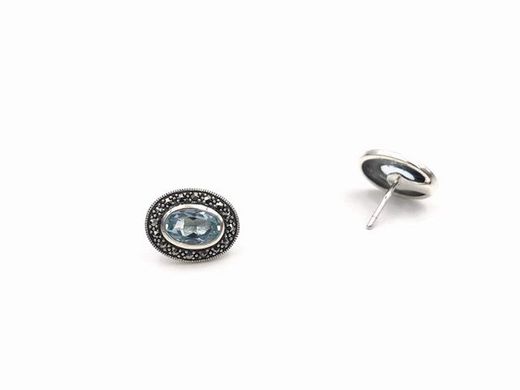 Boucles d'oreilles bleues en argent sterling