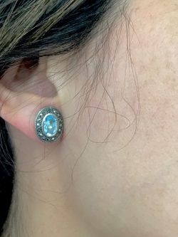 Boucles d'oreilles bleues en argent sterling