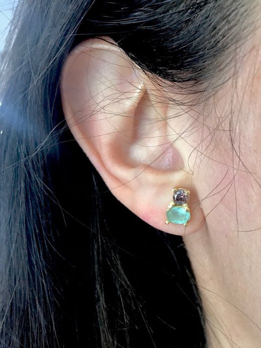 Pendientes en plata de ley chapado en oro Vis