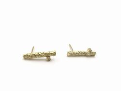 Pendientes en plata de ley chapado oro Trunk con Brillante