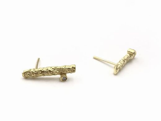 Boucles d'oreilles tronc en argent sterling plaqué or avec brillant