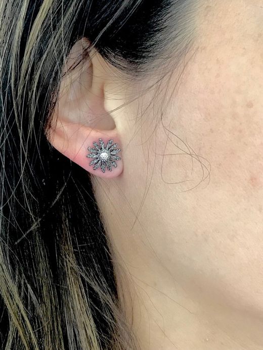 Brincos de prata esterlina pretos Eguzkilore