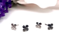 Boucles d'oreilles Lauburu noires en argent sterling