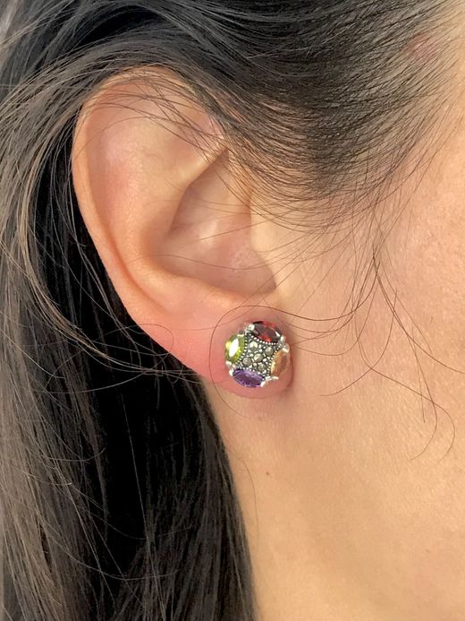 Pendientes en plata de ley Multi Circle